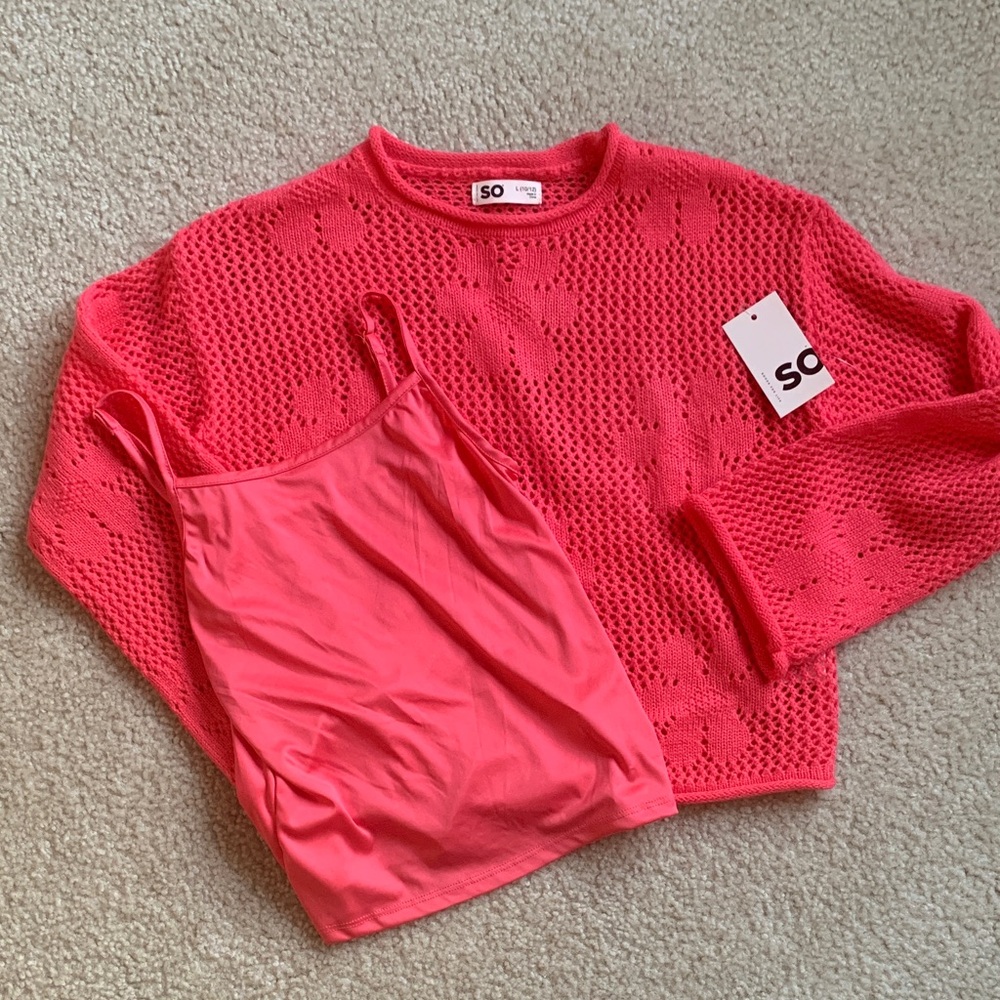 SO Kid’s Vibrant Coral Sweater and Tank Set